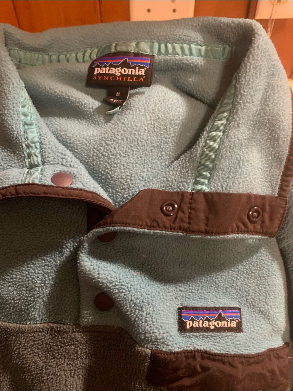 Patagonia Synchilla Snap-T Fleece Pullover Blue Gray Colorblock Medium - Picture 3 of 4
